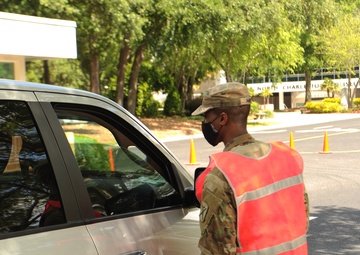 South Carolina National Guard Soldiers conduct a drive-thru testing site in support of South Carolina COVID-19 response efforts