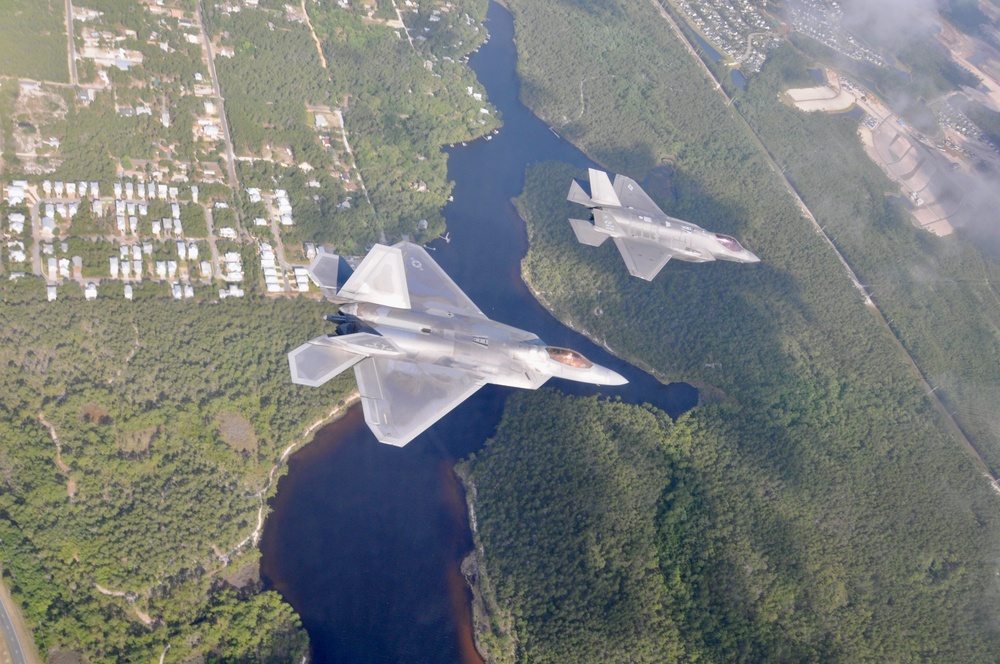F-22, F-35 fly over Emerald Coast