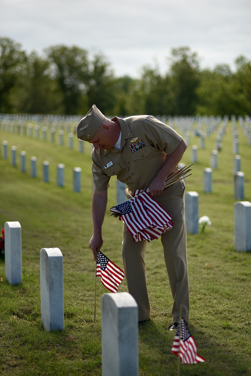 NSA Mid-South Places Flags at Veteran Cemetery