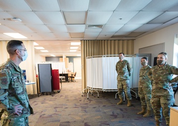 Airmen in the New Mexico National Guard patrol an alternate care site in Shiprock, N.M. 