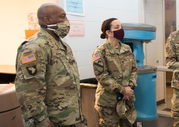 Airmen in the New Mexico National Guard patrol an alternate care site in Shiprock, N.M. 