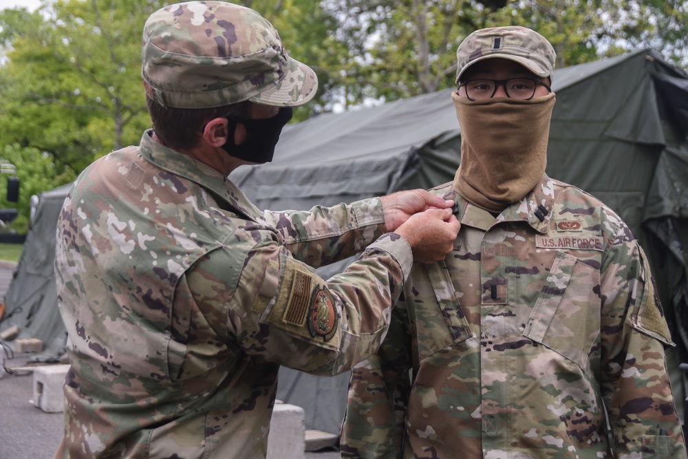 National Guardsmen promoted at COVID-19 testing site