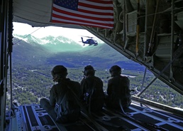 Alaska Air National Guard aircraft from the 176th Wing at JBER honored frontline COVID-19 responders and essential workers with a flyover May 13 in Eagle River, Palmer and Wasilla.