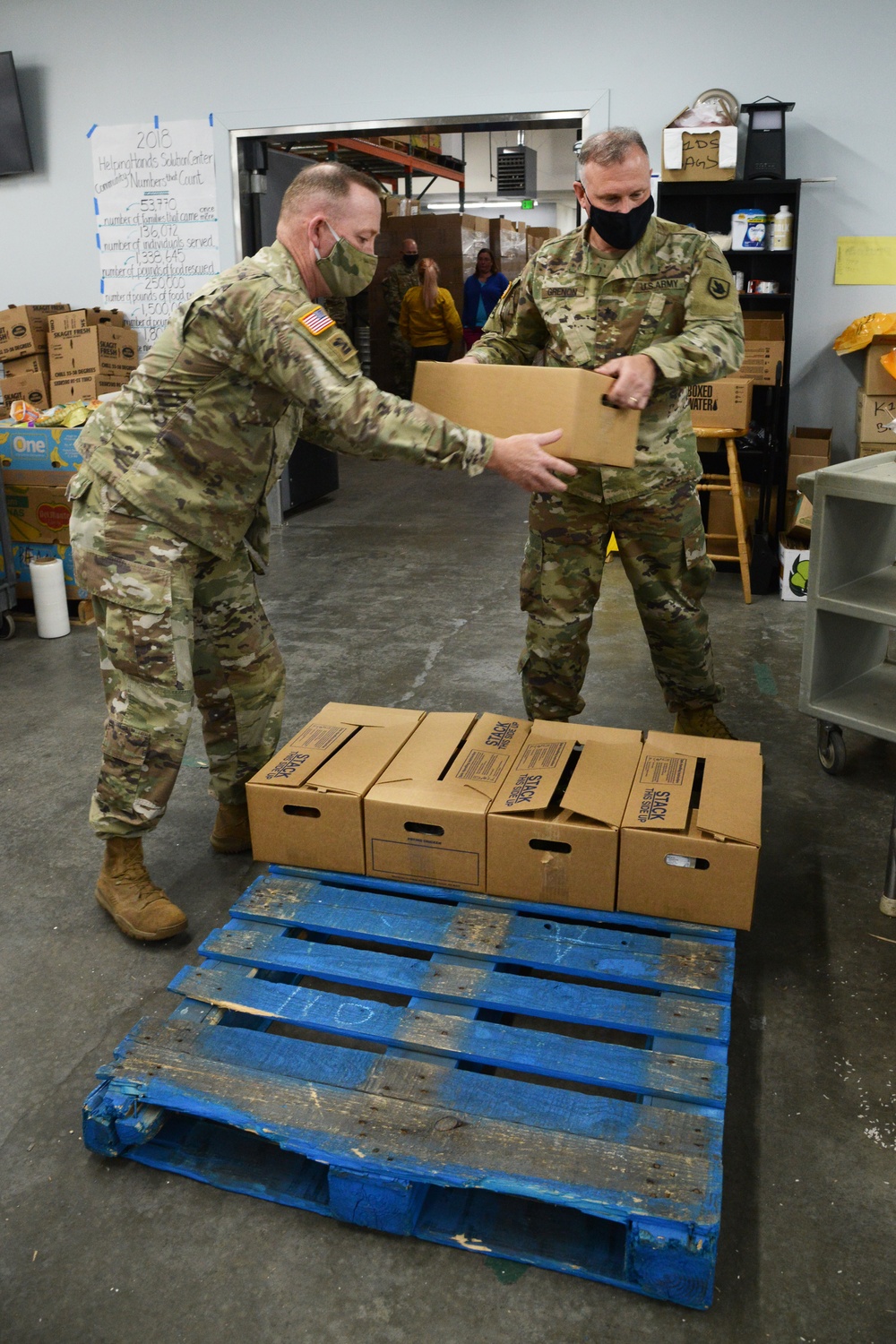 U.S. Congressman Rep. Rick Larsen visits Guardsmen at Sedro-Woolley Food Bank.