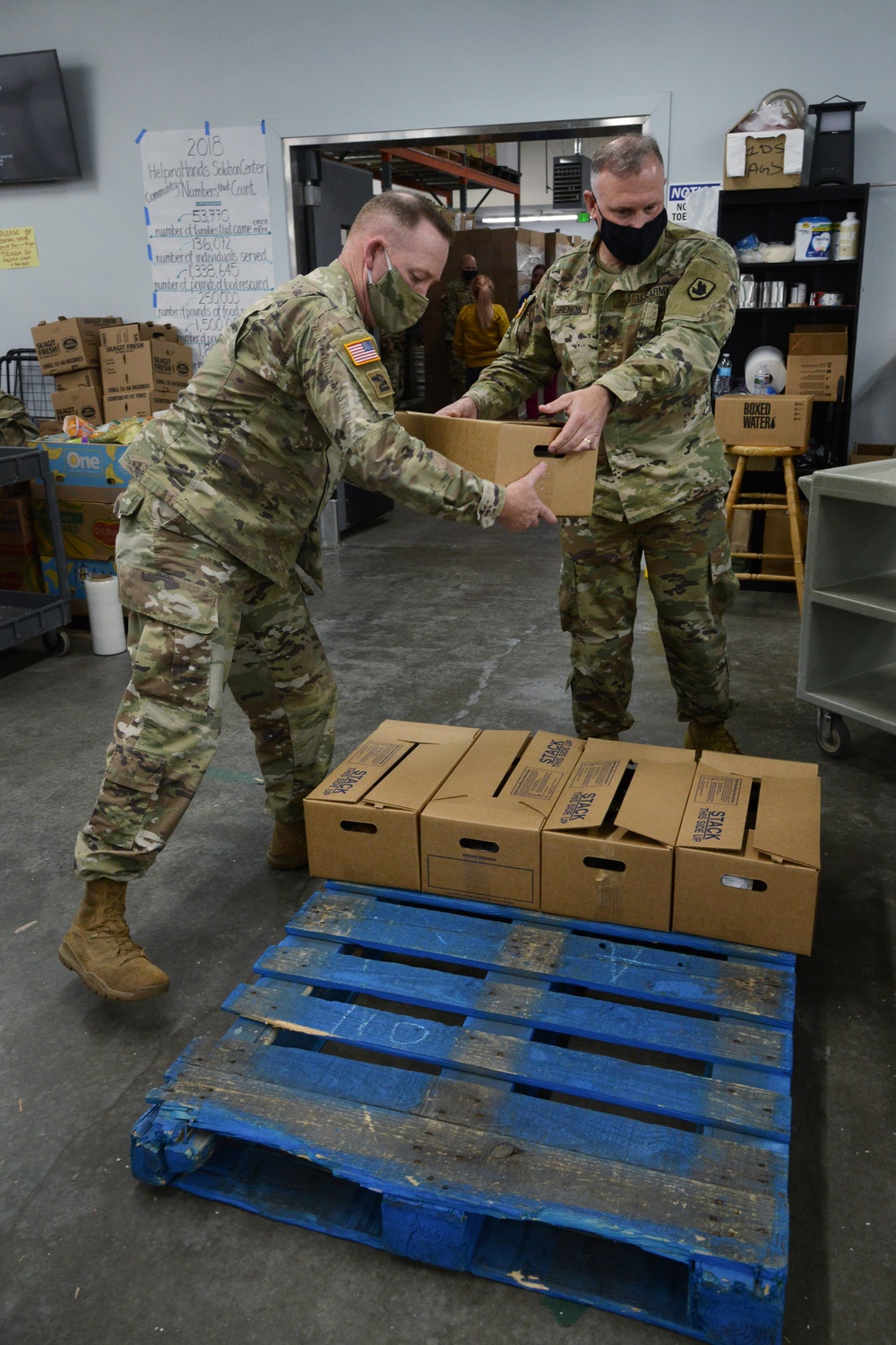 U.S. Congressman Rep. Rick Larsen visits Guardsmen at Sedro-Woolley Food Bank.