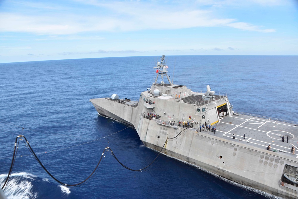 USNS Cesar Chavez (T-AKE 14) Conducts a Replenishment-at-Sea with USS Montgomery (LCS 8)