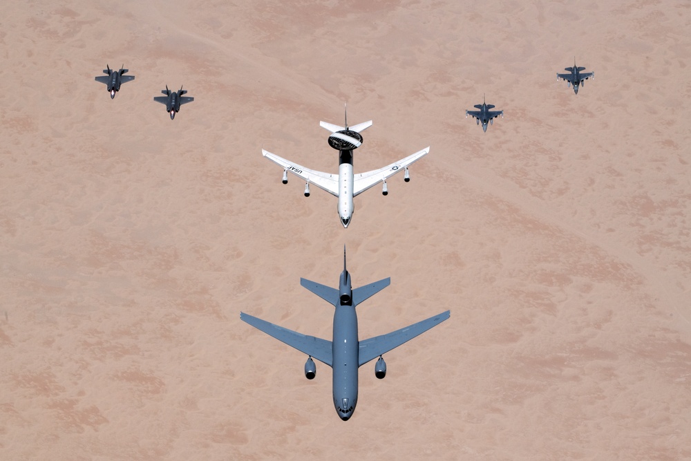 Global strike, command and control, rapid global mobility missions showcased in AOR aerial formation