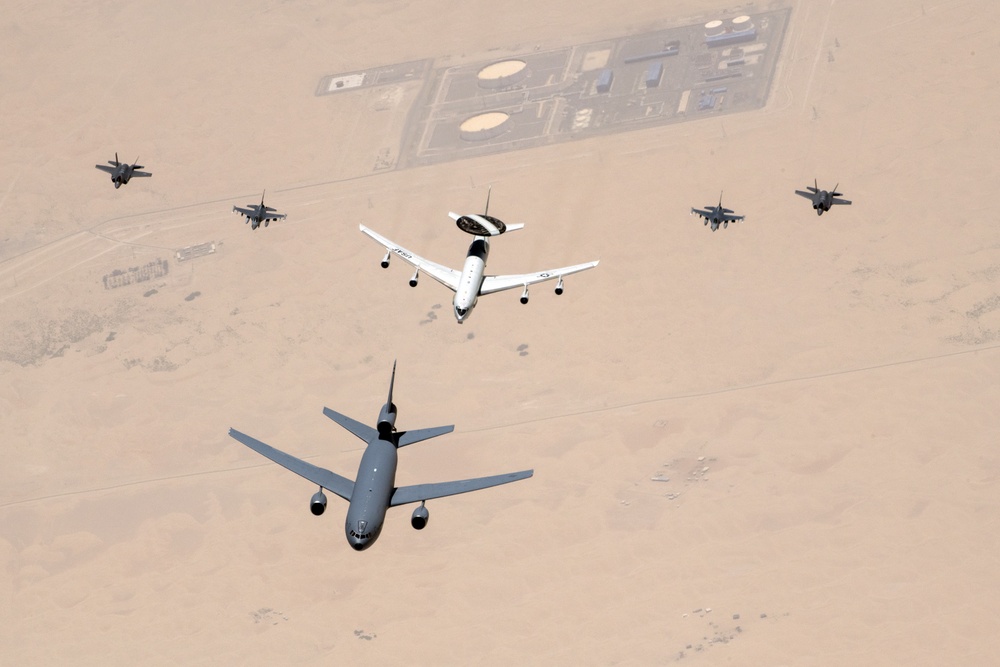 Global strike, command and control, rapid global mobility missions showcased in AOR aerial formation