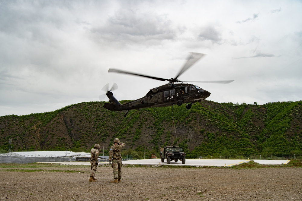 KFOR RC-E Task Force Aviation trains Maneuver Battalion on sling load operations