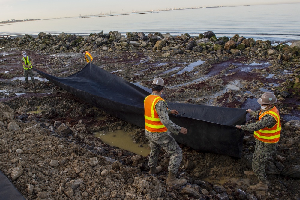 NMCB 1 Seabees conduct a cliff erosion project on board NS Rota.