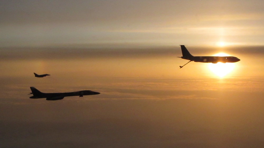 RAF Lossiemouth Typhoons Escort B-1B on Nordic Mission