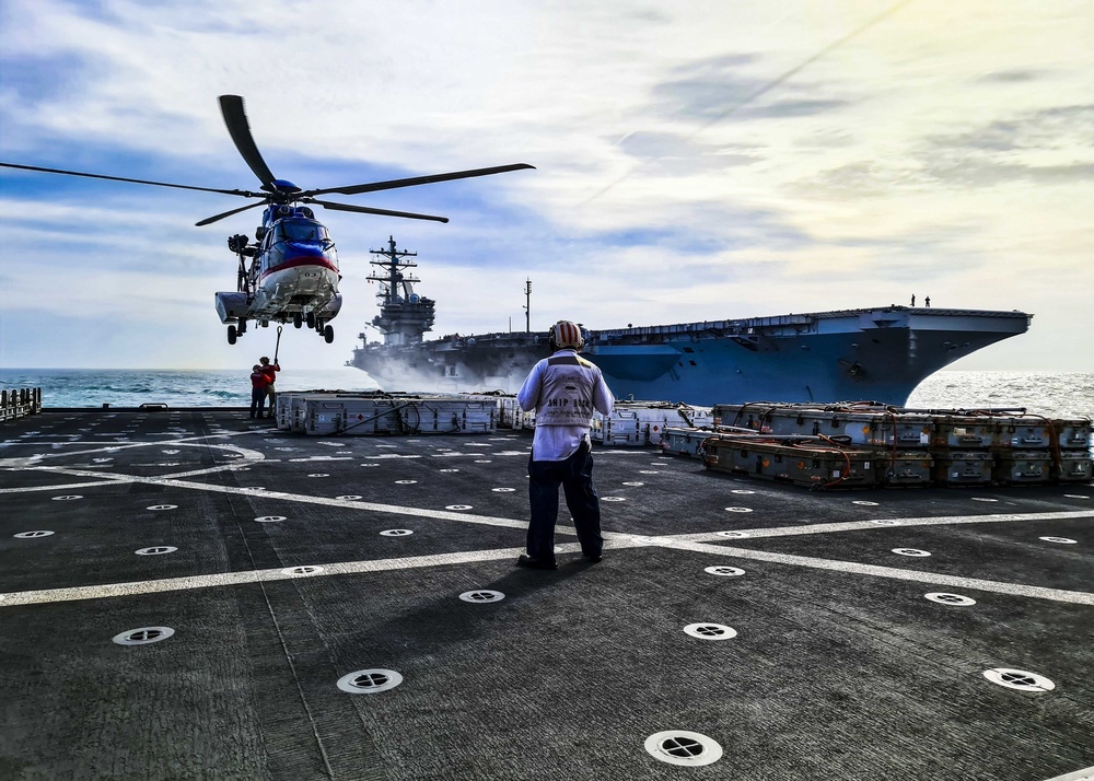 USNS Carl Brashear (T-AKE 7) Conducts Replenishment-at-Sea with USS Ronald Reagan (CVN 76)