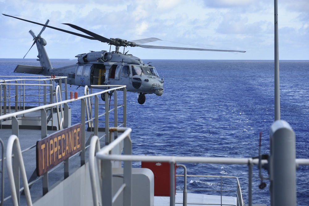 USNS Tippecanoe (T-AO 199) Conducts RAS with USS Blue Ridge (LCC 19)