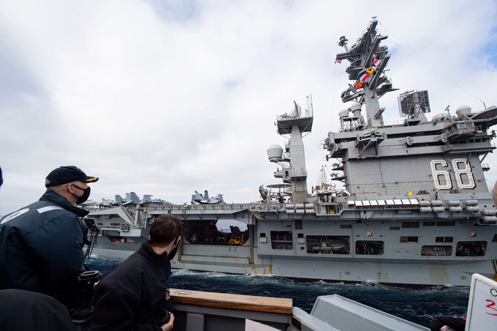Sterett and Nimitz Participate in a Replenishment-At-Sea