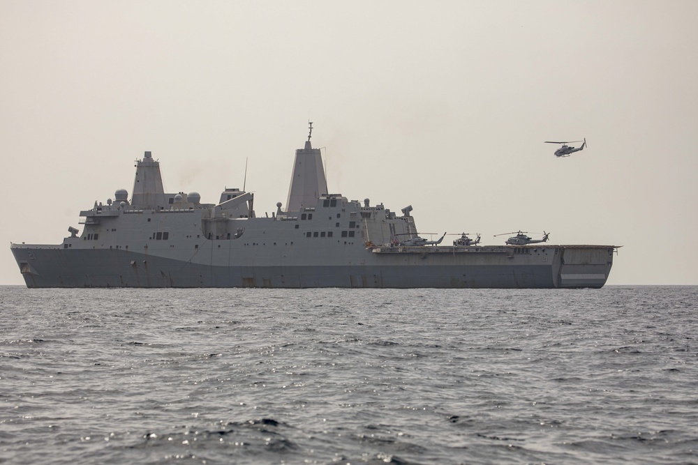 USS New York takes part in Boat operations.