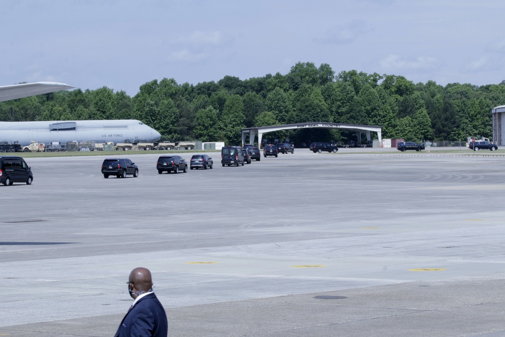 Vice President Mike Pence's Presidential Motorcade Departs Dobbins ARB