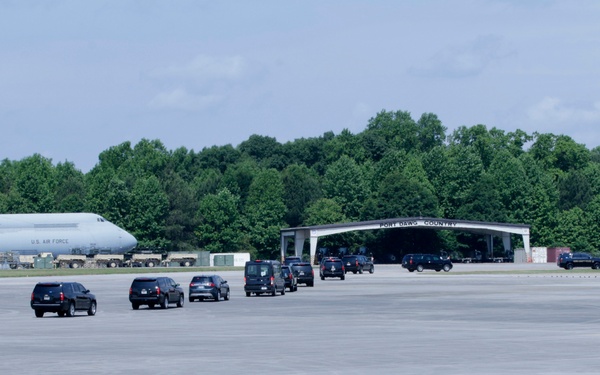 Vice President Mike Pence's Presidential Motorcade Departs Dobbins ARB