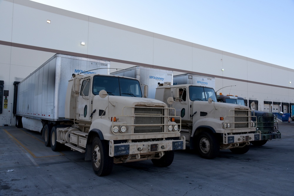 Arizona National Guard transports truckloads of food destined for food banks