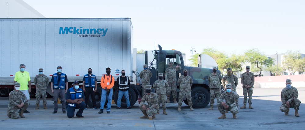 Arizona National Guard transports truckloads of food destined for food banks