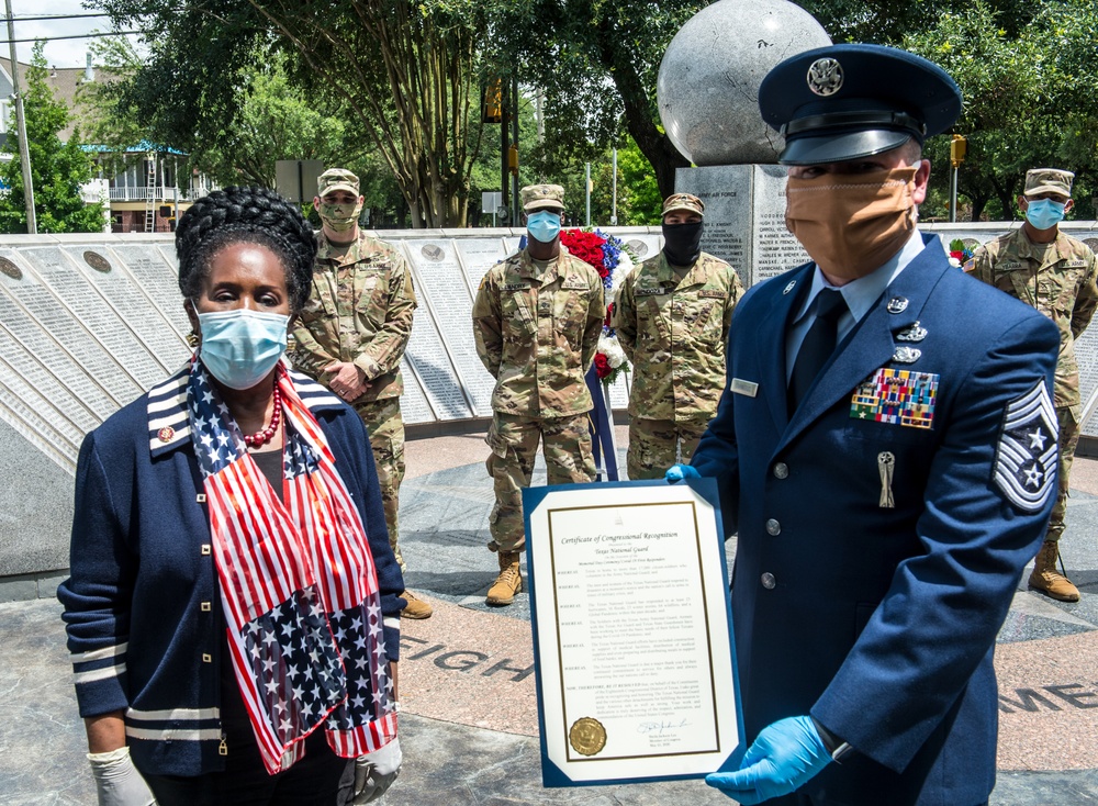 Congressman Sheila Jackson Lee Presents Texas Military Department with a Certificate of Congressional Recognition