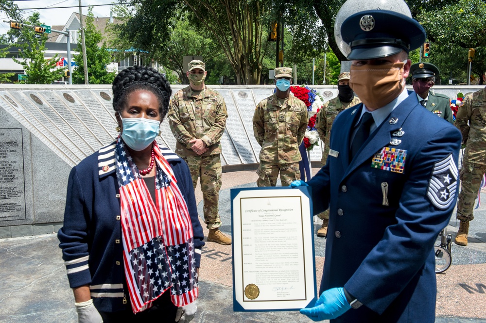 Congressman Sheila Jackson Lee Presents Texas Military Department with a Certificate of Congressional Recognition