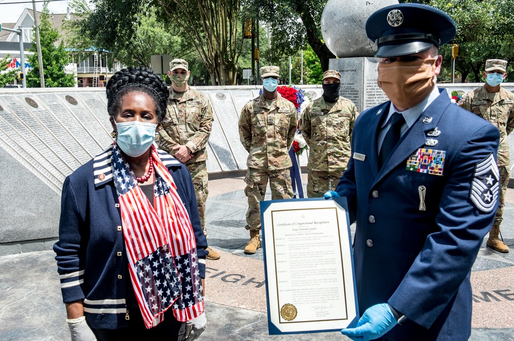 Congressman Sheila Jackson Lee Presents Texas Military Department with a Certificate of Congressional Recognition