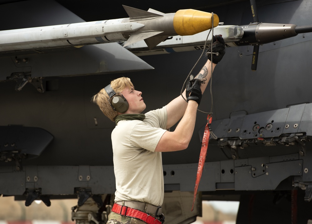 U.S. Air Force F-15s, F-16s and KC-135s participate in large force exercise