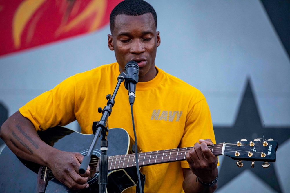 Sailors take part in a talent show