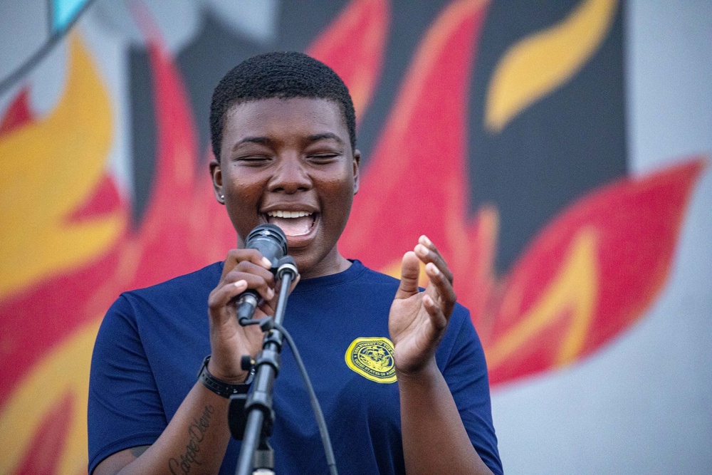 Sailors take part in a talent show