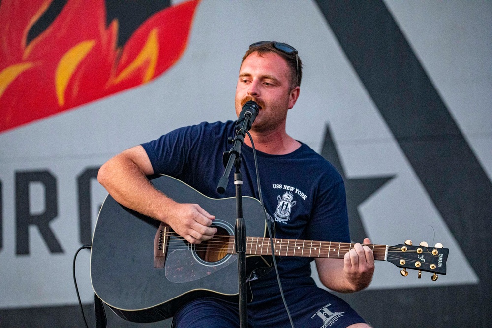 Sailors take part in a talent show