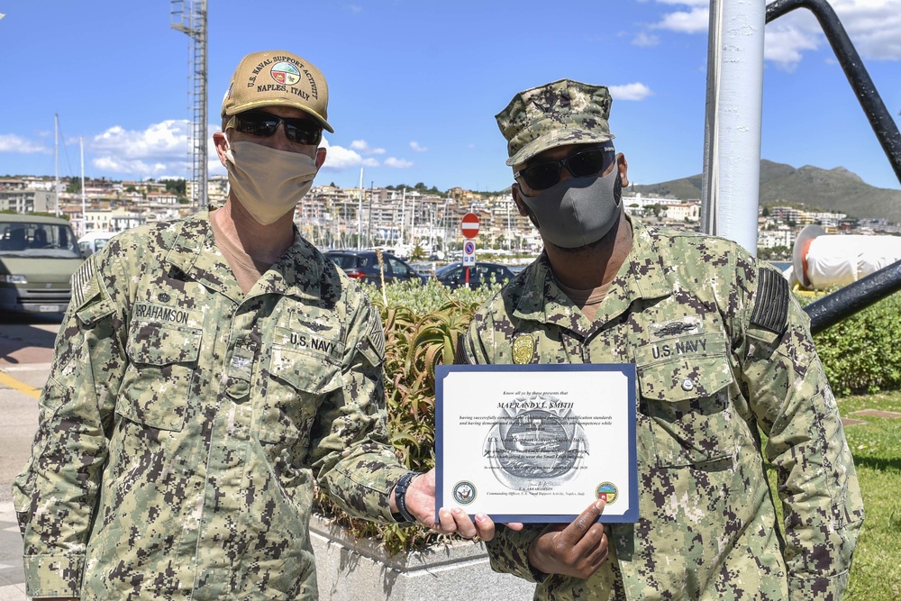 NSA Naples Sailors Earn Small Craft Insignia