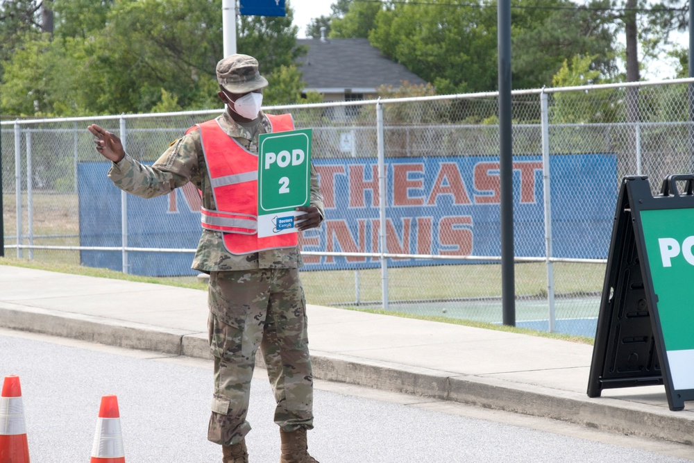 South Carolina National Guard directs traffic at Richland County testing site
