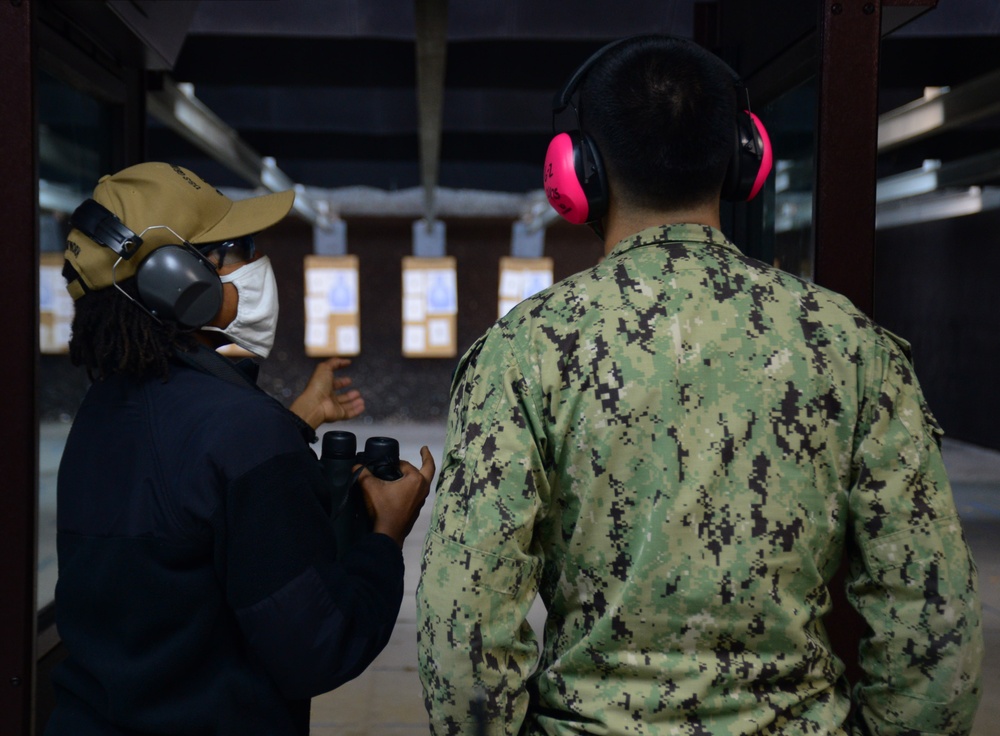 GHWB Sailors Conduct Firearms Training