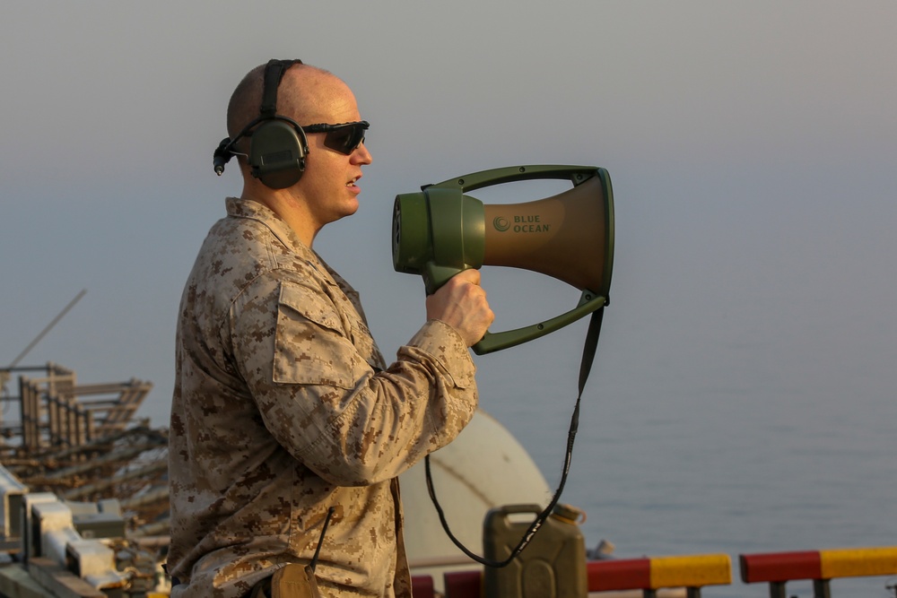Headquarters and Service Company executes live-fire range aboard USS Bataan