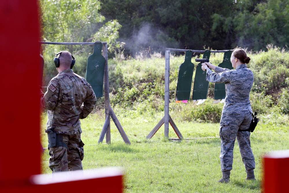 Members of the 149th Fighter Wing's SFS conduct weapons qualification training