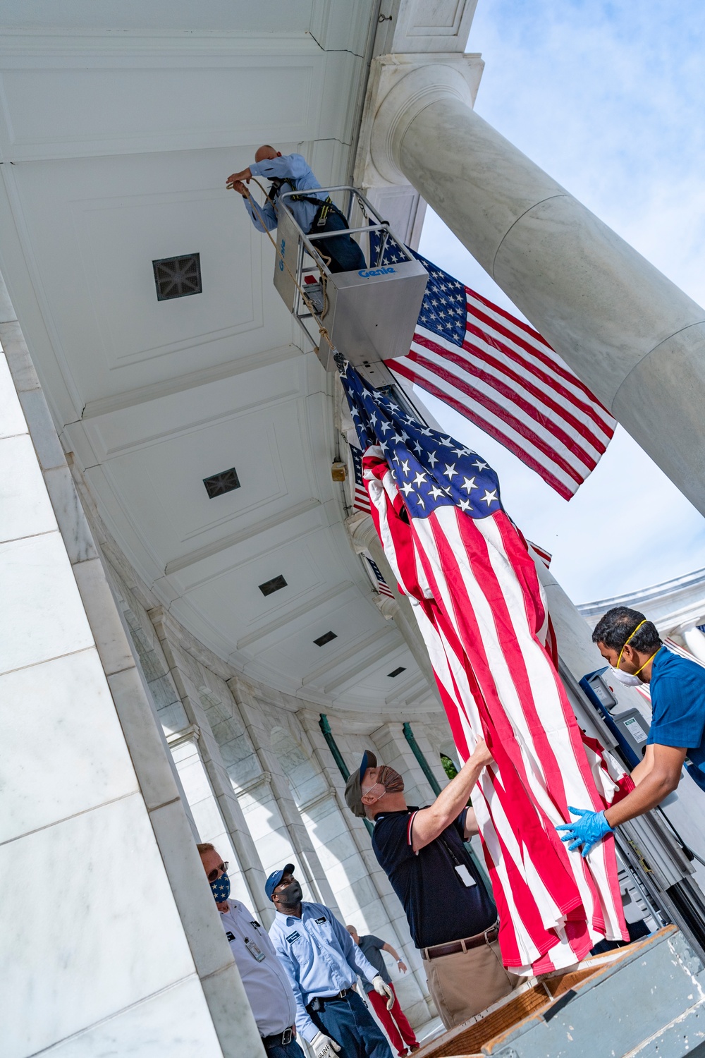 U.S. Flag Hanging at the Memorial Amphitheater