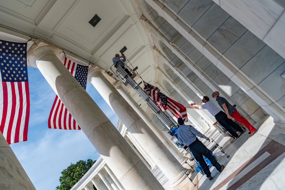 U.S. Flag Hanging at the Memorial Amphitheater