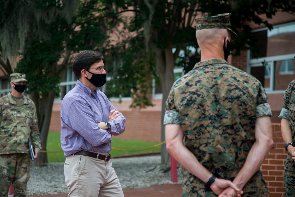 Secretary of Defense visits Marine Corps Recruit Depot Parris Island