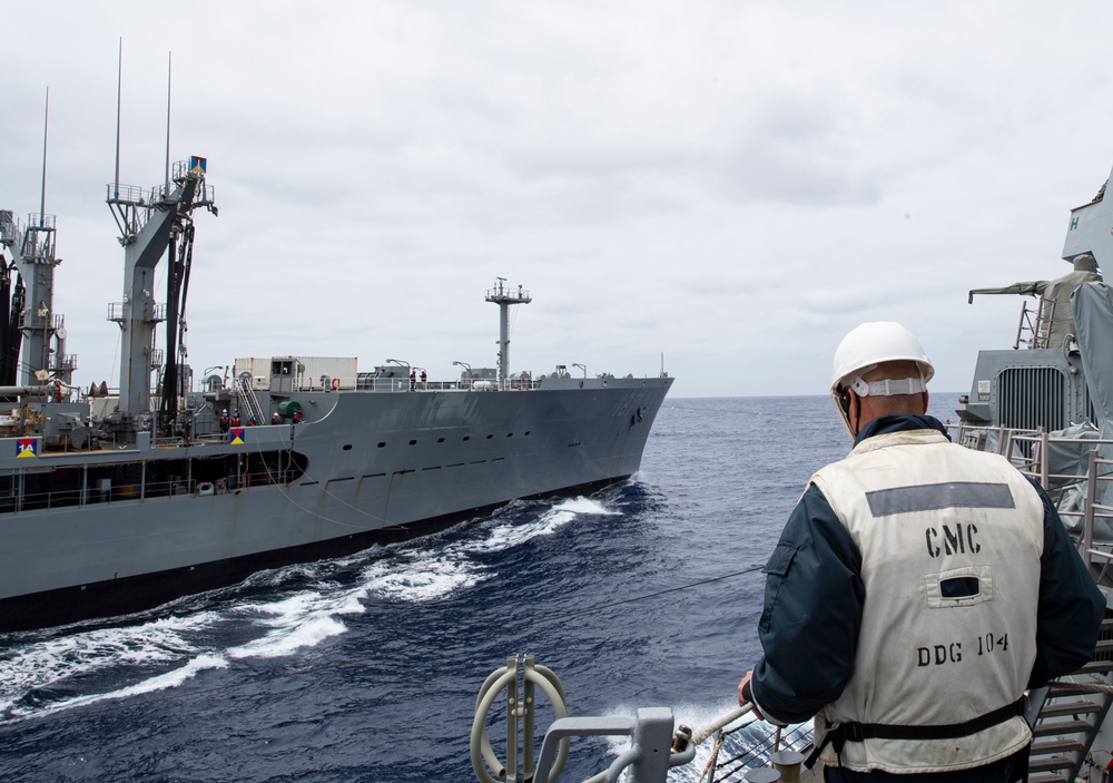 Sterett and Henry J. Kaiser Participate in a Replenishment-At-Sea