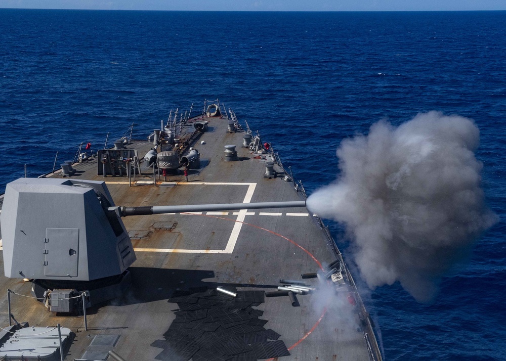 USS Mustin Conducts Live-Fire Exercise