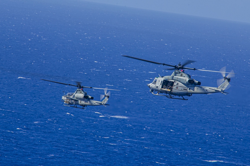 U.S. Marine and Navy helicopters exercise maritime strike capability