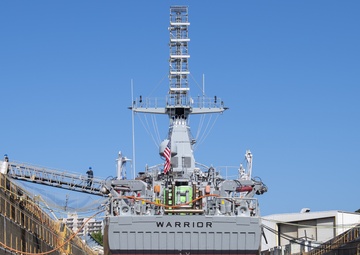 USS Warrior Departs Dry-dock