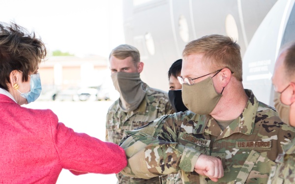 Secretary Barbara Barrett meets Cannon Airmen, learns base readiness