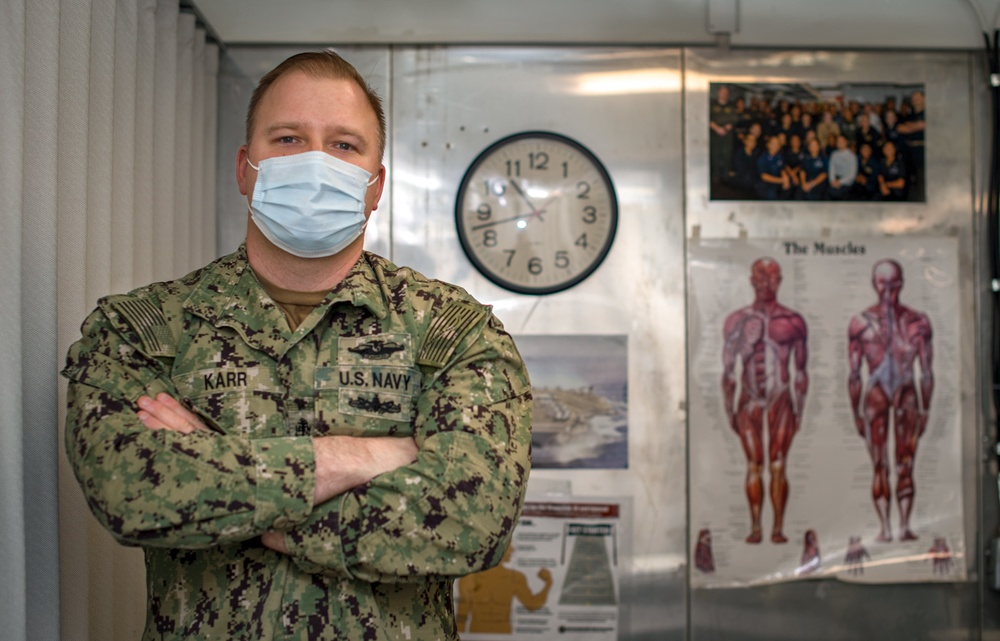 HMC Karr Poses in the USS Carl Vinson (CVN 70) Medical Department