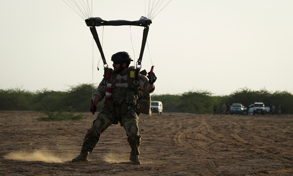 82nd ERQS Pararescuemen execute HALO jump