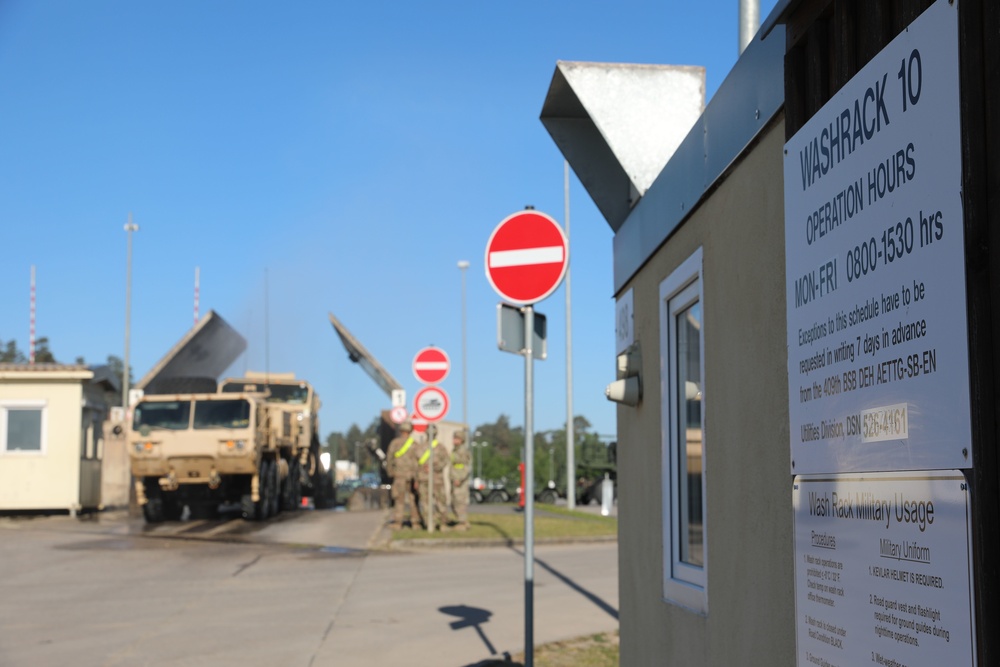 2-1 CD Redeployment, 2nd Armored Brigade Combat Team Vehicles are Run Through the Wash-Rack for Agricultural Cleaning