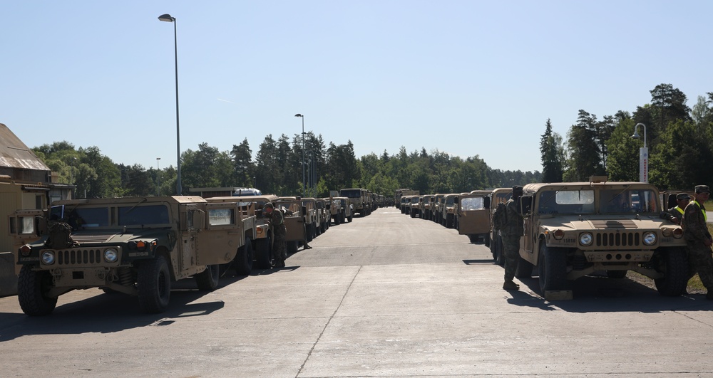2-1 CD Redeployment, 15th Brigade Support Battalion Vehicles are Lined Up for Agricultural Cleaning
