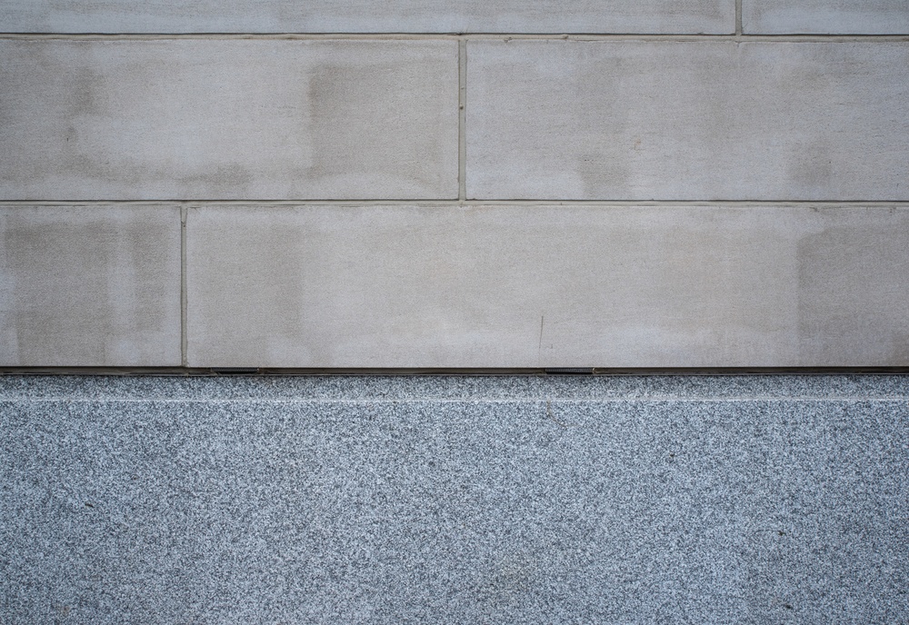 Limestone section of the exterior mock-up