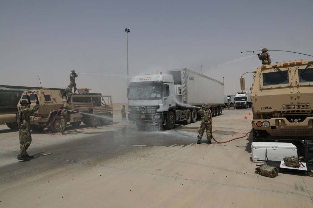 CBRN Soldiers Sanitize Vehicles Against COVID-19