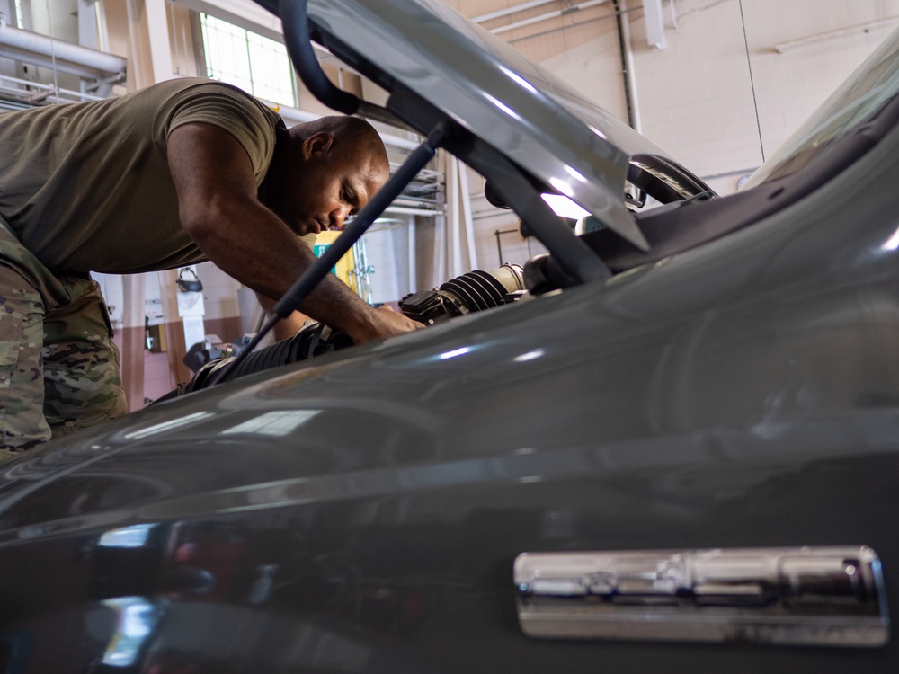 116th ACW vehicle maintenance specialists maintain ground vehicles to keep the jets in the air